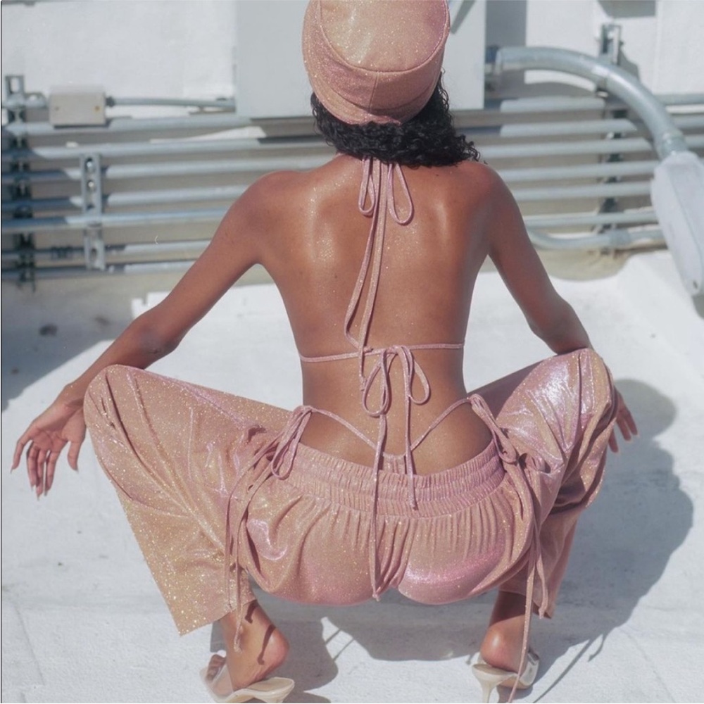 Laina rauma champagne pu$$y bikini and bucket hat set sz small